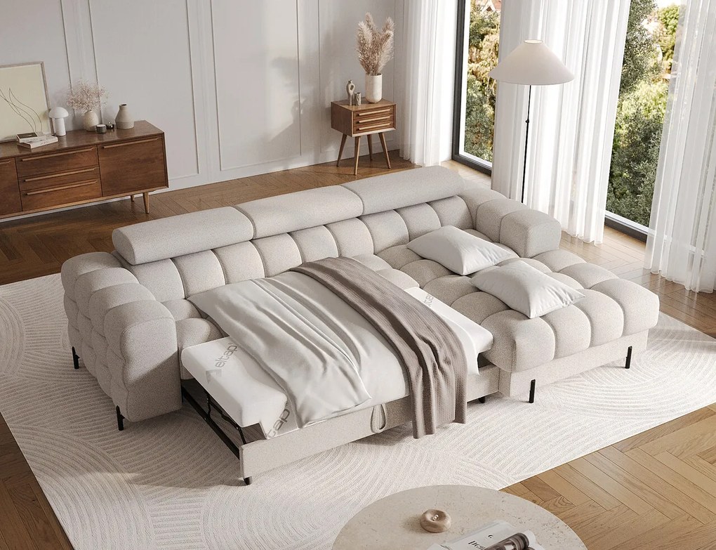 Coltar extensibil dreapta 3 locuri ELTAP, RT-18ROY, Felro, 285x181x93 cm, lemn/poliester, bej