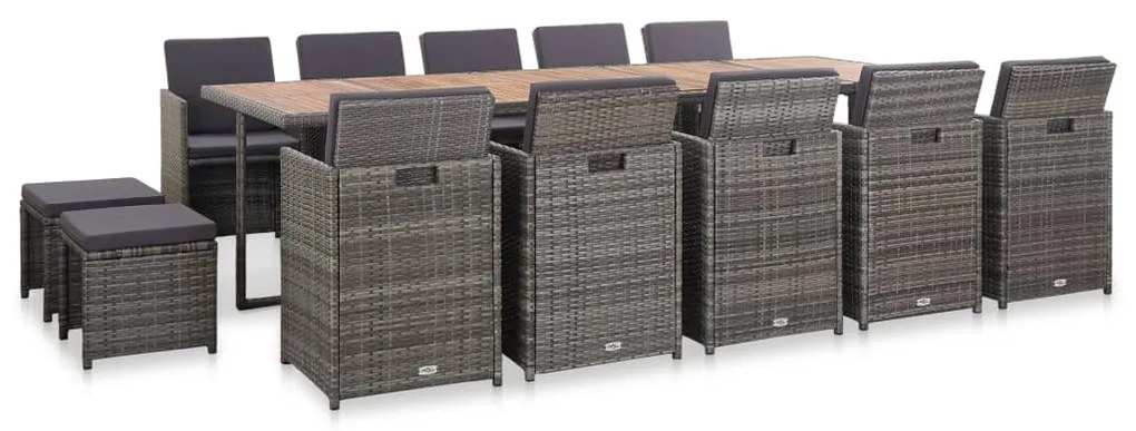 vidaXL Set mobilier de exterior cu perne 15 piese antracit poliratan