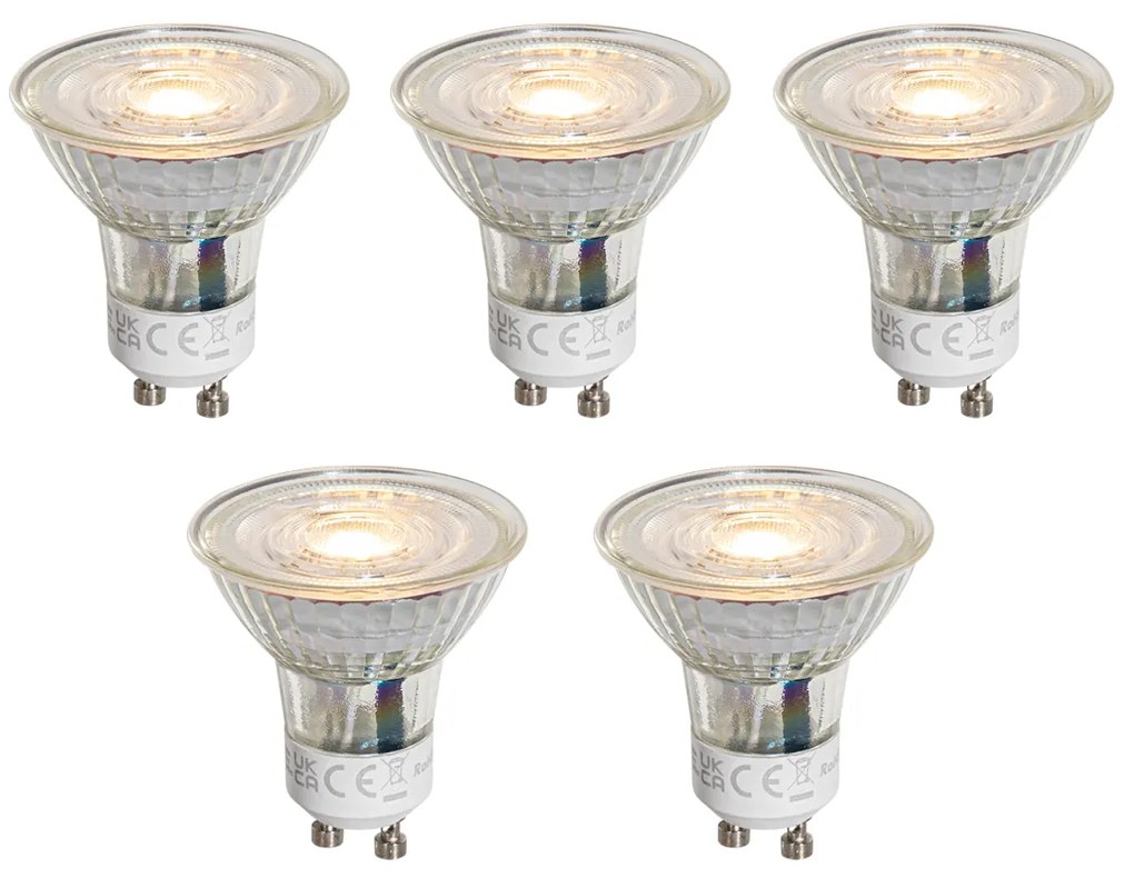 Set de 5 becuri LED GU10 50mm transparente 1W 80 lm 2200K