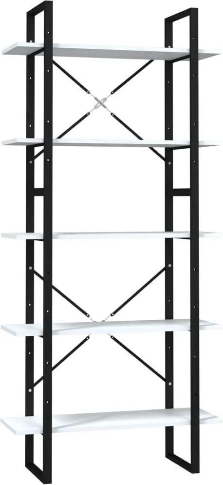 vidaXL Bibliotecă cu 5 rafturi, alb, 80x30x175 cm, lemn prelucrat