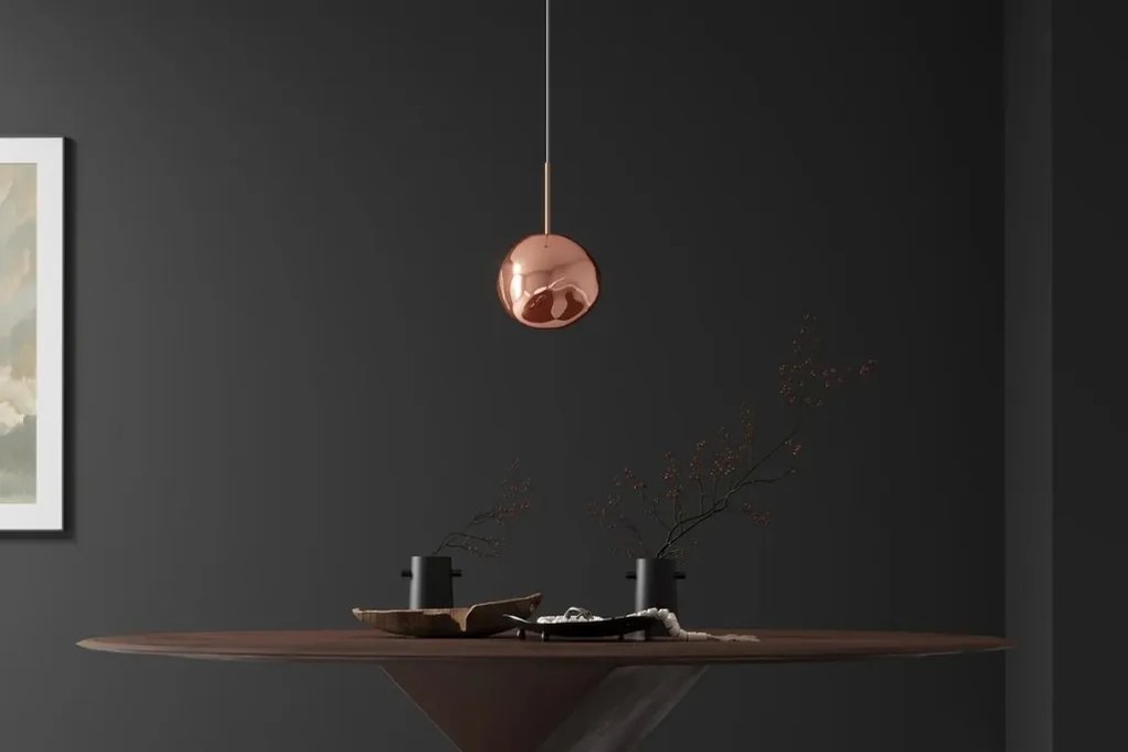 Lustra, Pendul modern cu glob sticla cupru LIQUID DIAMOND 20cm