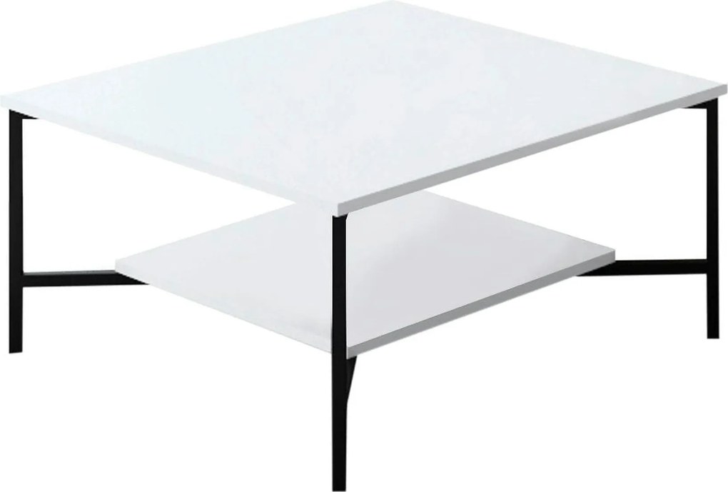 Masuta cafea Black Line, alb/negru, PAL, 80x80x40 cm
