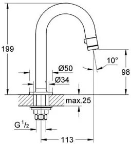 Pipa cada Grohe cu montare pe blat-20201000