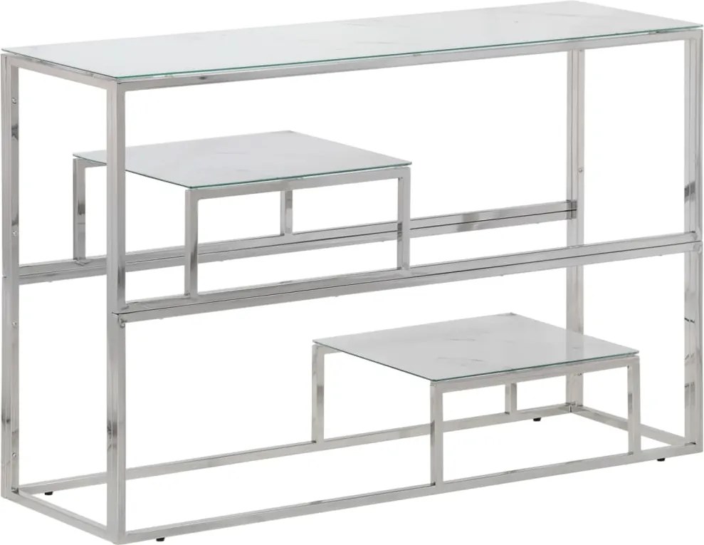 vidaXL Măsuță consolă, oțel inoxidabil argintiu și sticlă securizată