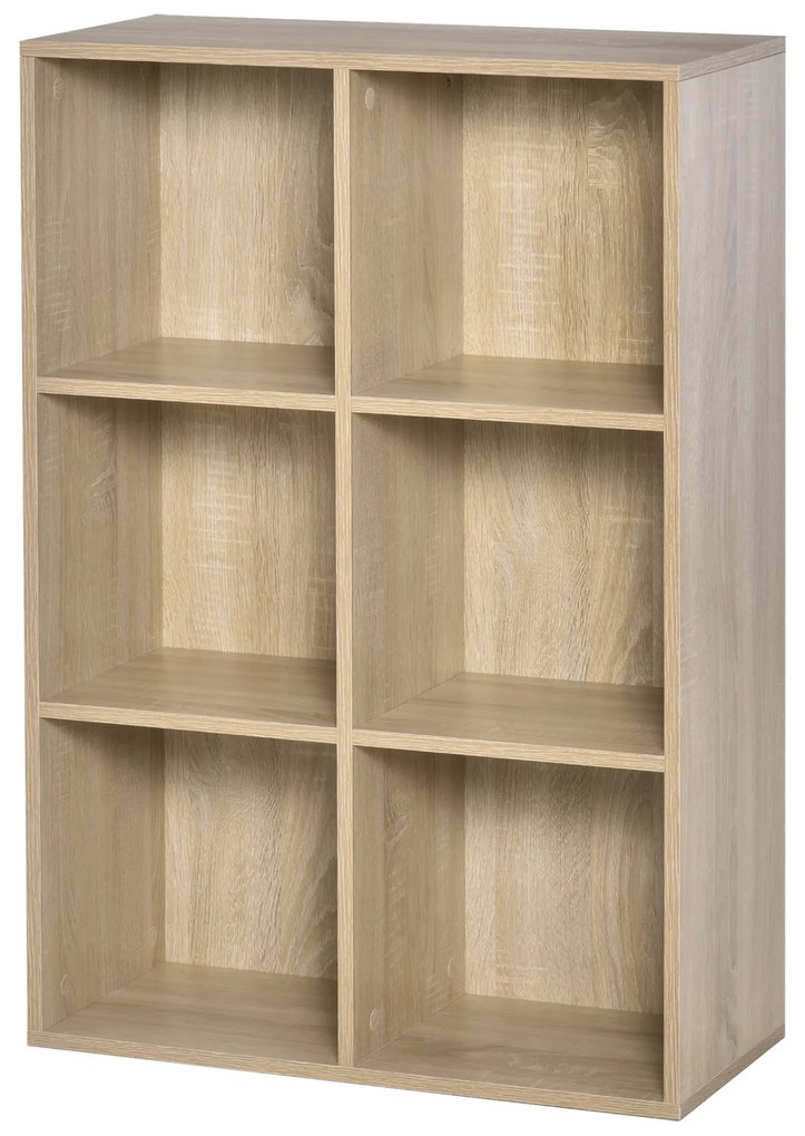 HOMCOM Bibliotecă Modernă cu 6 Cuburi, 65.5x30x97.5 cm, Culoare Stejar | Aosom Romania