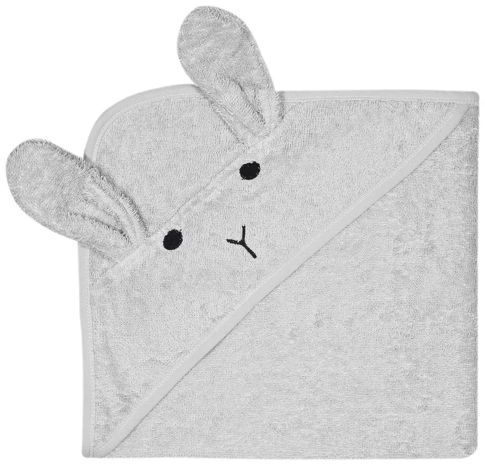 Prosop cu glugă pentru copii gri din bumbac 76x76 cm Rabbit – Kindsgut
