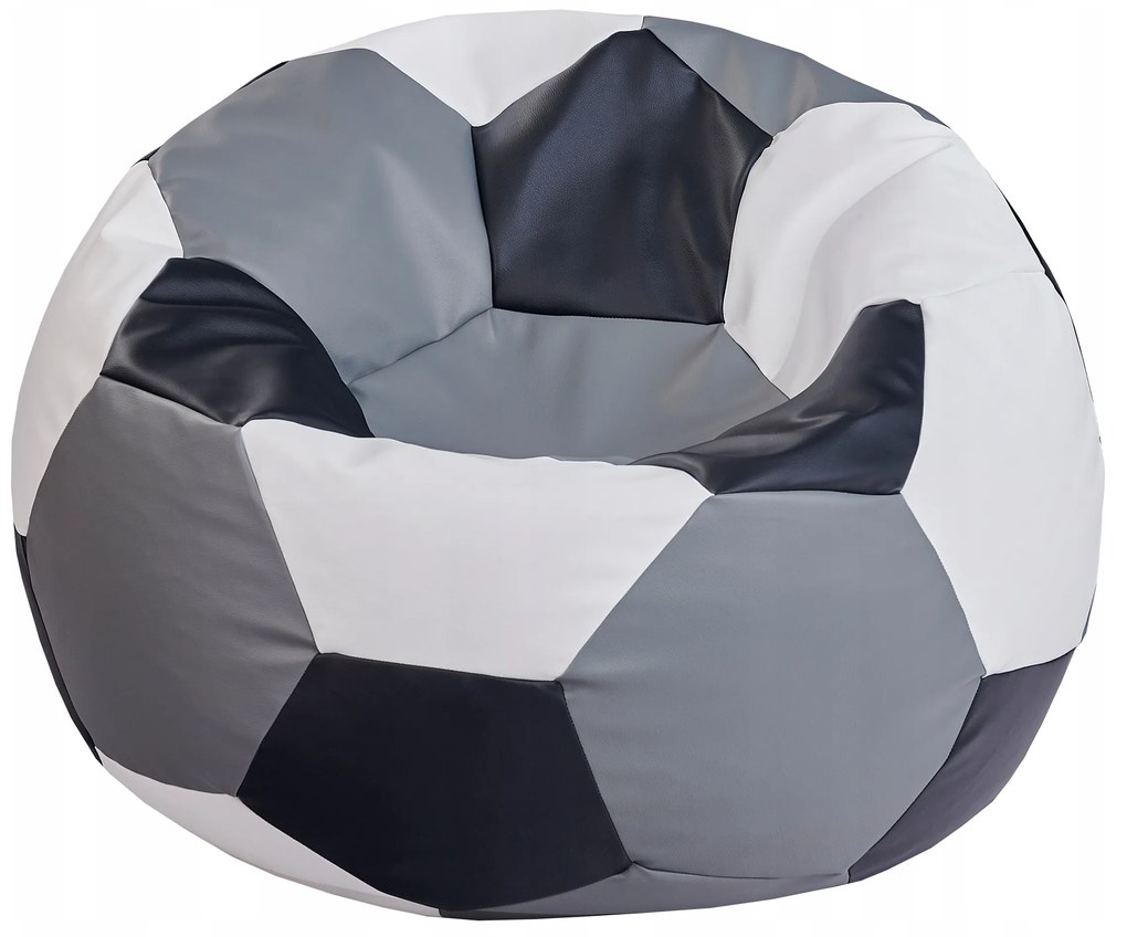 ShopJK Fotoliu puf minge de fotbal picioare alb negru gri
