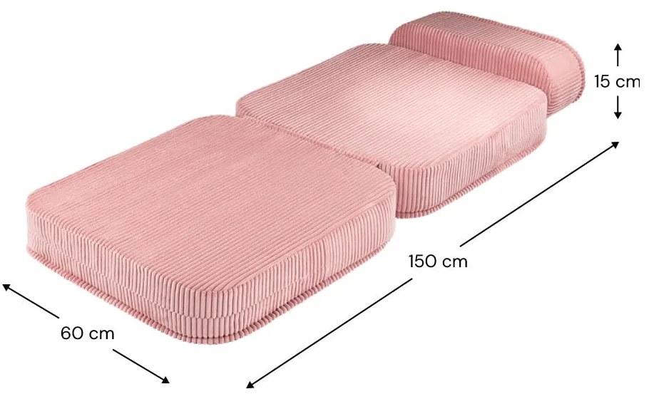 Fotoliu de copii roz cu tapițerie din catifea reiată Flip – Wigiwama