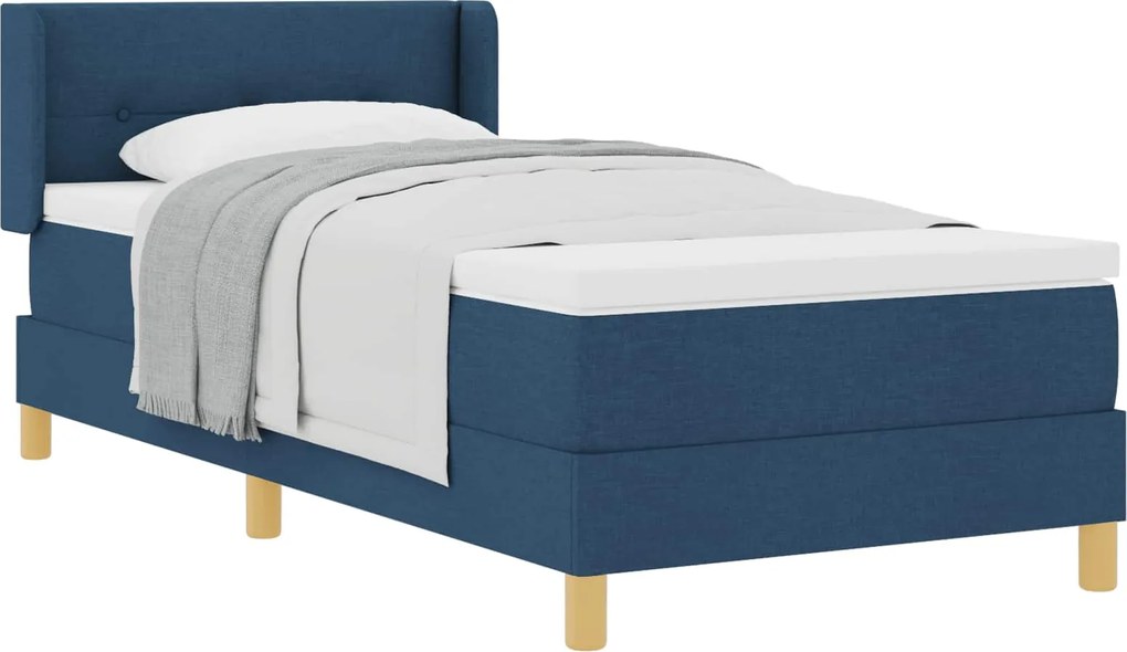 vidaXL Pat cu arcuri cu saltea albastru 200 x 100 cm țesătură