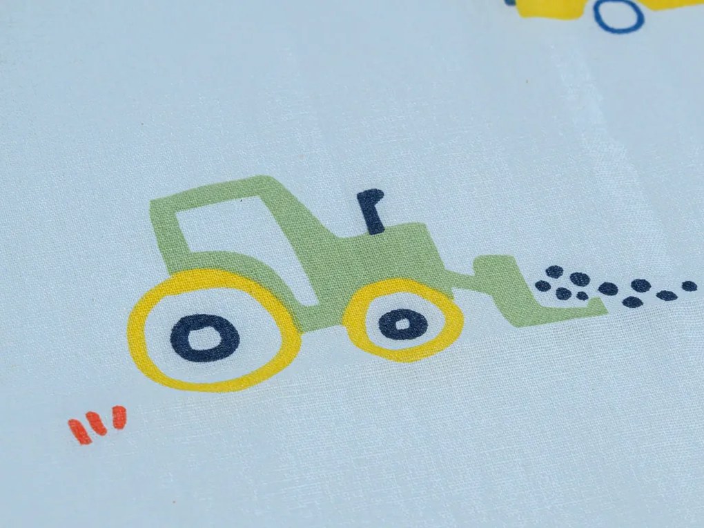 Lenjerie de pat pentru copii MINI TRUCKS TALES albastra, 100% bumbac Dimensiune lenjerie de pat: 70 x 80 cm | 140 x 200 cm