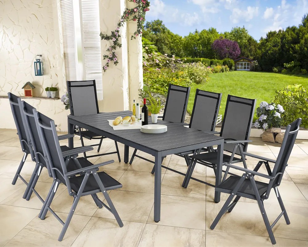 Deuba Set de grădină Bern 1+8 din aluminiu - antracit WPC