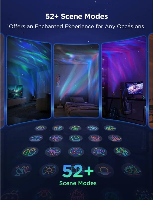 Smart lampa tip proiector Govee Star Light Projector H6093, 12 W, RGBW, Control vocal, Wi-Fi, Bluetooth, Negru