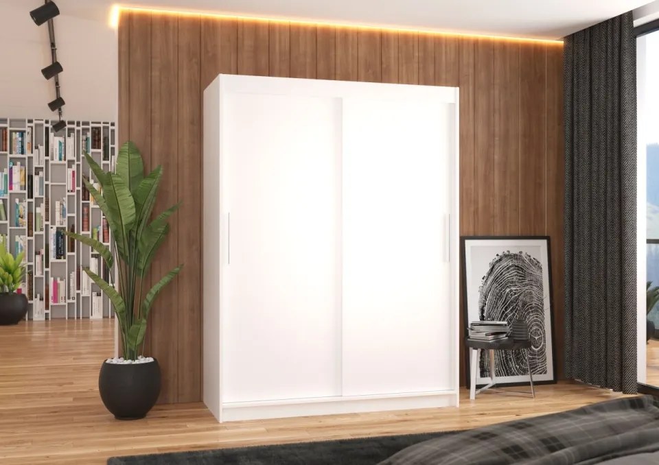 Dulap cu usi glisante 150x215 cm, Denver, ADRK Furniture (Culoare: Sonoma / Alb)