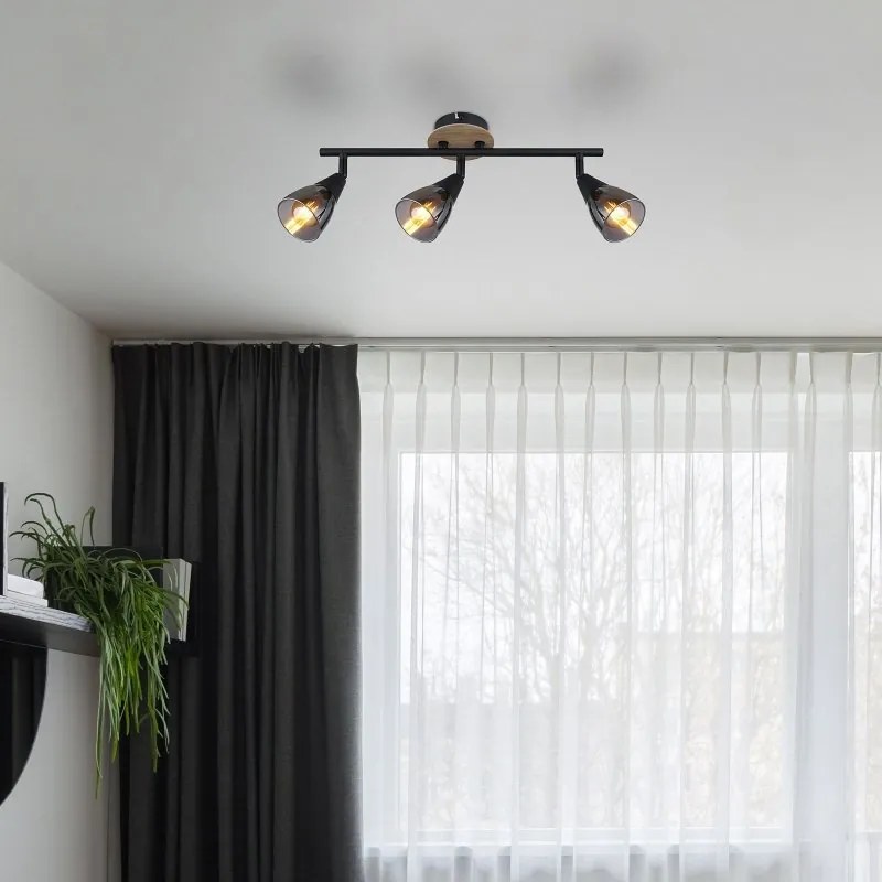Plafoniera 3L design modern Mubby negru, maro