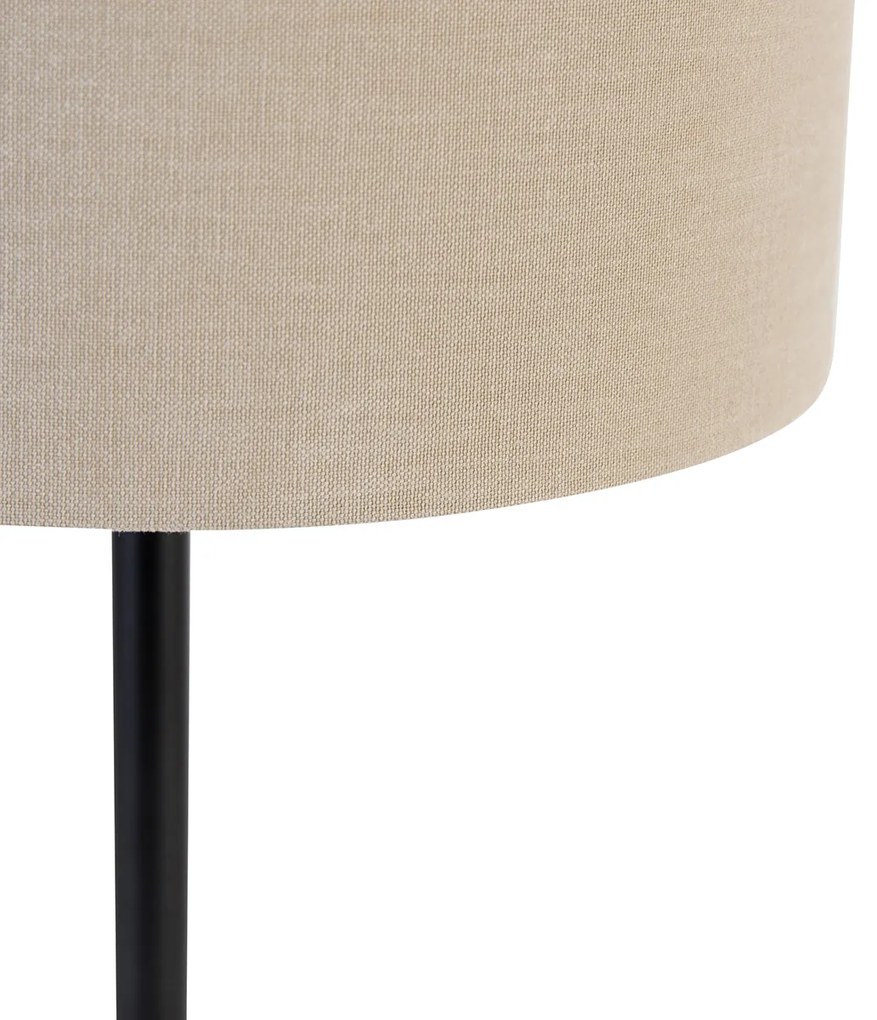 Lampă de masă modernă neagră cu abajur din bouclé maro deschis 35 cm - Simplo
