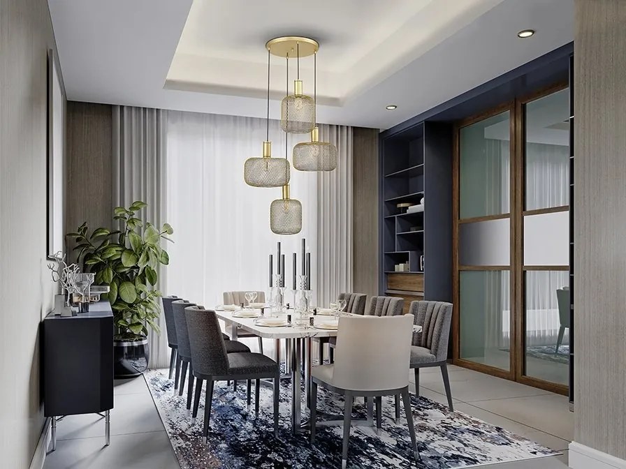 Lustra suspendata design decorativ modern Osiris 4 auriu