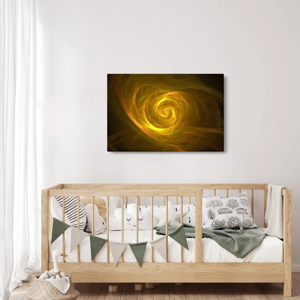 Tabloul cu spirala abstractă în galben (90x60 cm)