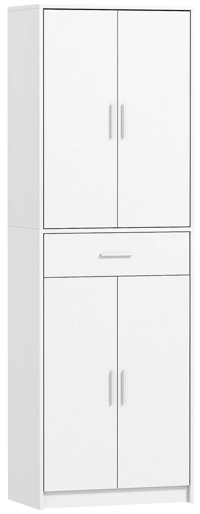 HOMCOM Dulap de bucătărie modern cu dulapuri cu uși, rafturi reglabile și sertar, 60 x 35 x 180 cm, alb | Aosom Romania