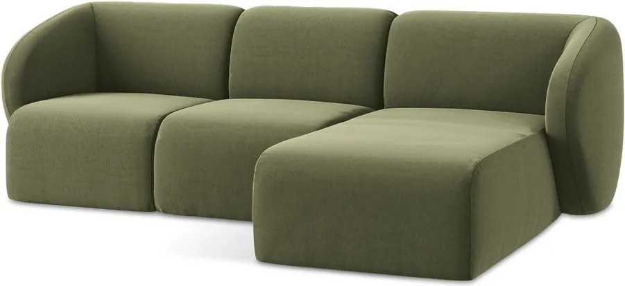 Colțar verde cu tapițerie din catifea (cu colț pe partea dreaptă/cu șezlong) Lani – Makamii