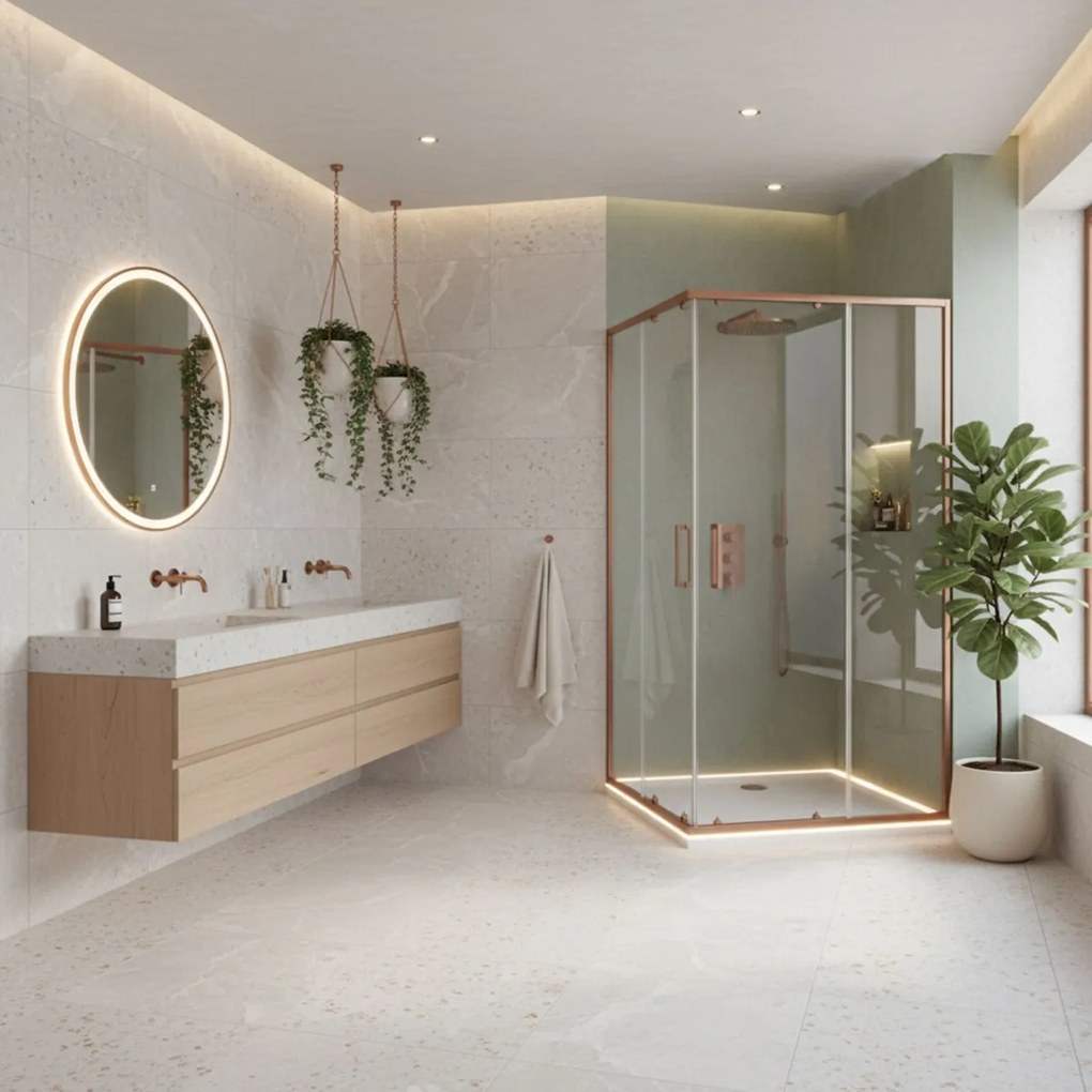 Cabina de dus Rea City 80x100 Brush Copper