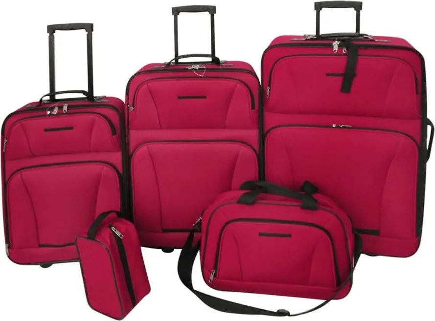 vidaXL Set 5 bagaje/trollere roșu