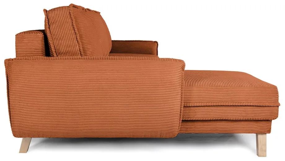 Colțar portocaliu extensibil cu tapițerie din catifea reiată (cu colț variabil) Tori – Bonami Selection