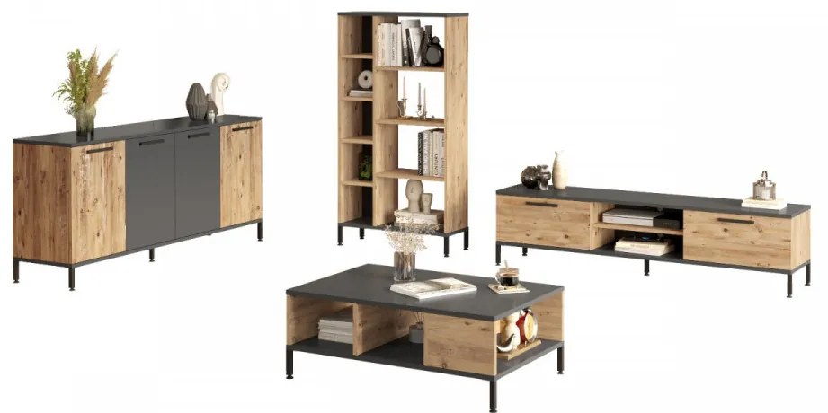 Set Mobilier pentru Sufragerie, RL6-AA, Antracit / Atlantic Pine