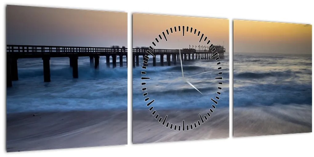 Tablou cu port în Namibia (cu ceas) (90x30 cm)