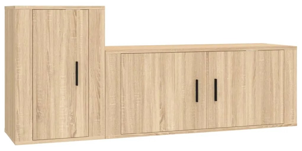3188481 vidaXL Set dulap TV, 2 piese, stejar sonoma, lemn prelucrat
