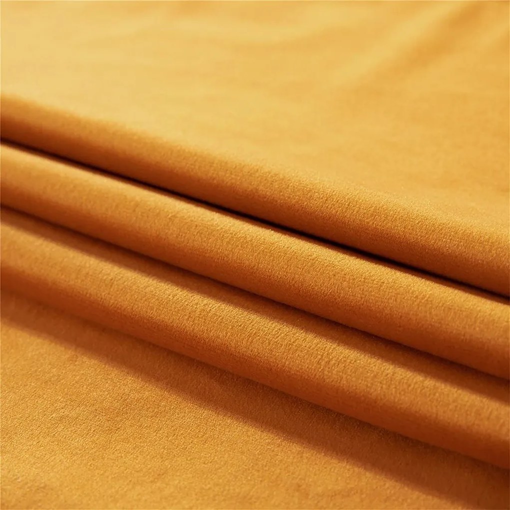 Set draperii soft cu rejansa din bumbac cu 4 ate tip fagure, Super, densitate 200 g/mp, Galben, 2 buc