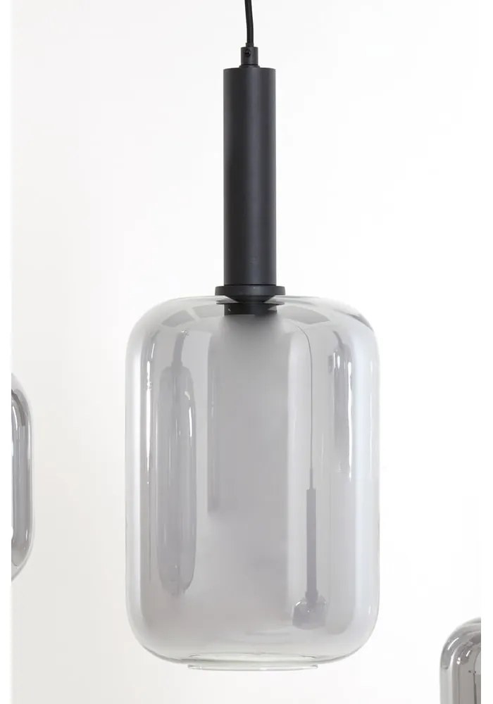 Lustră neagră cu abajur din sticlă 100x22 cm Lekar – Light &amp; Living