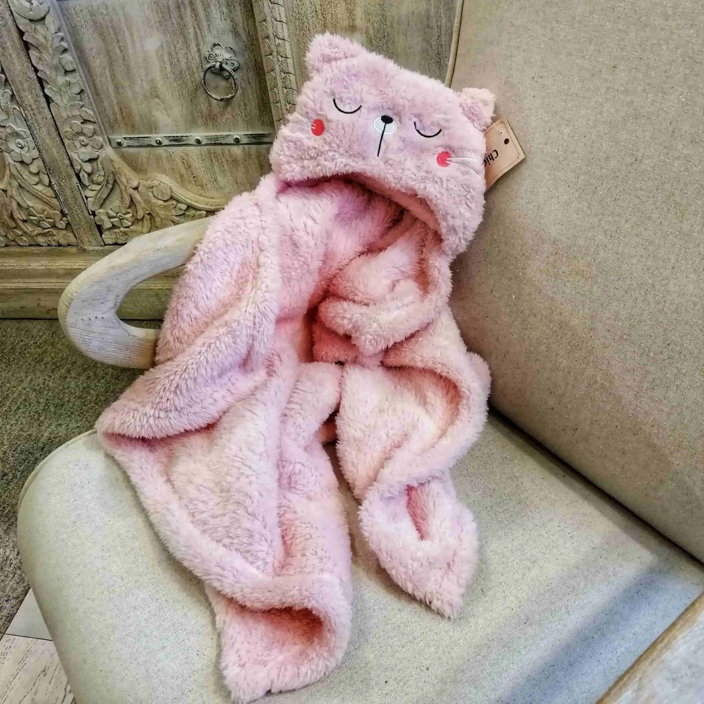 Patura pentru copii Pink Cat 70x100 cm