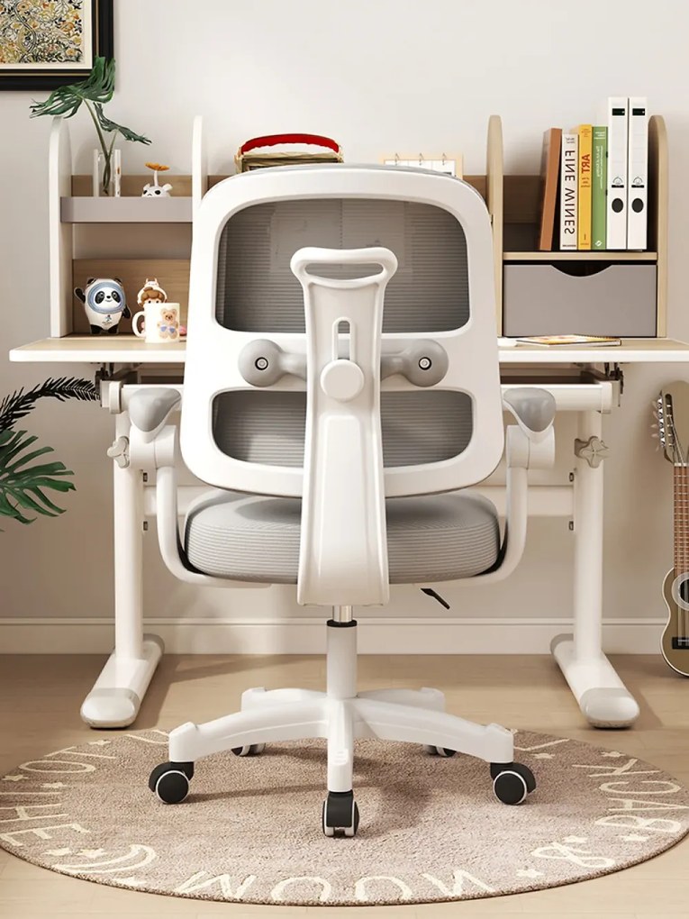 Scaun ergonomic pentru copii, spatar reglabil inaltime, rotativ, Gri