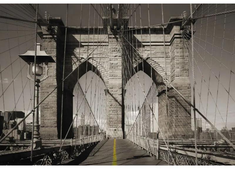 Fototapet orase podul Brooklyn alb negru