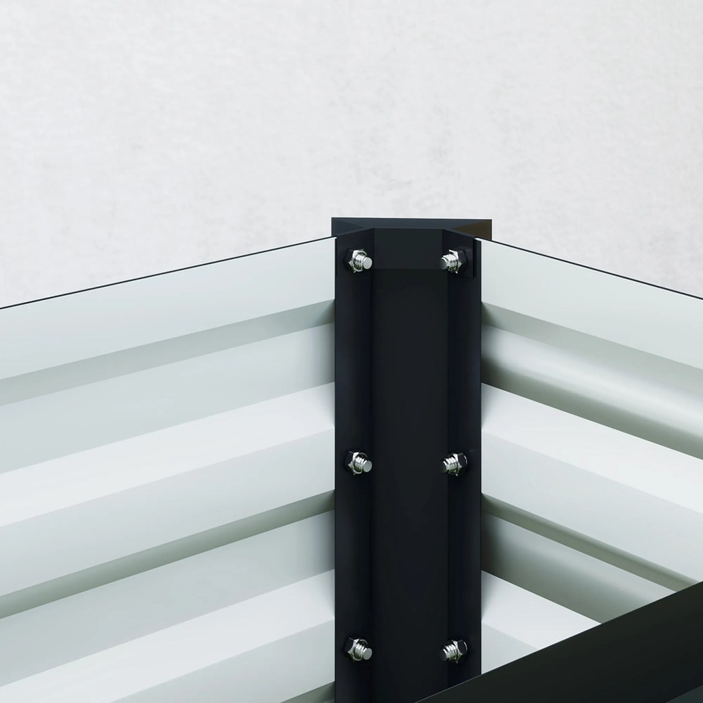 Outsunny Pătrat de grădină pat înălțat din oțel galvanizat bare de susținere și plăci de colț fund deschis 240 x 40 x 45 cm gri închis | Aosom Romania