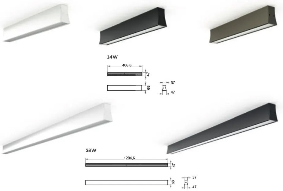 Plafonera LED design liniar HANOK 38W 3000K neagra