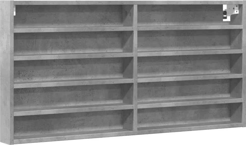 vidaXL Dulap cu vitrină, gri beton, 100x8,5x50 cm, lemn prelucrat