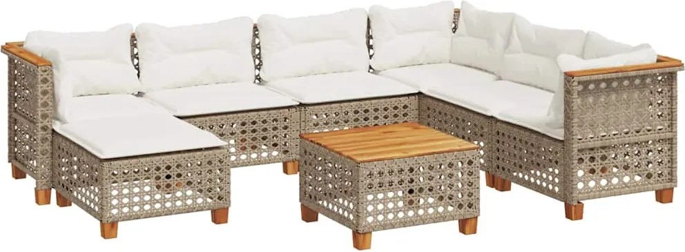 vidaXL Set canapele de grădină, 8 piese, cu perne, bej, poliratan