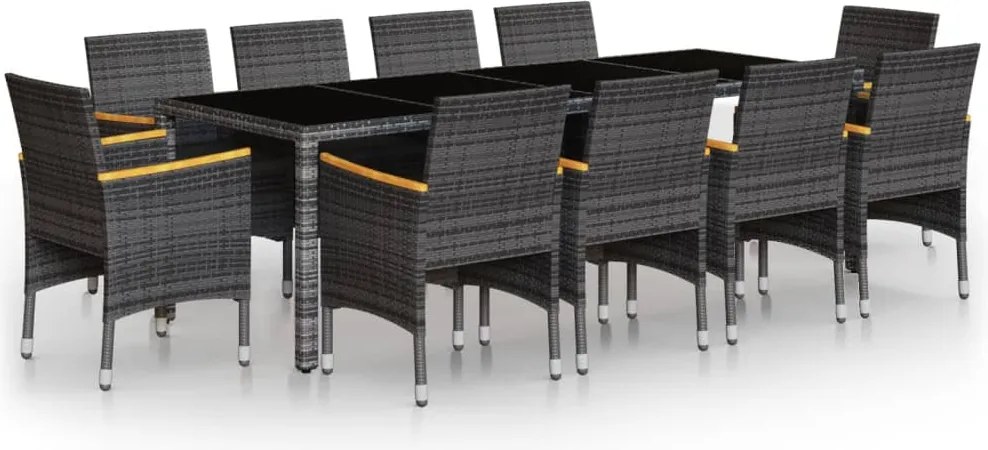 vidaXL Set mobilier de grădină, 11 piese, gri, poliratan