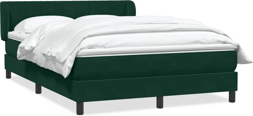 vidaXL Pat box spring cu saltea, verde închis, 160x220 cm, catifea