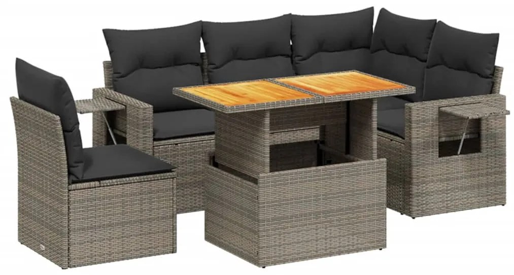 3271760 vidaXL Set mobilier grădină cu perne, 6 piese, gri, poliratan