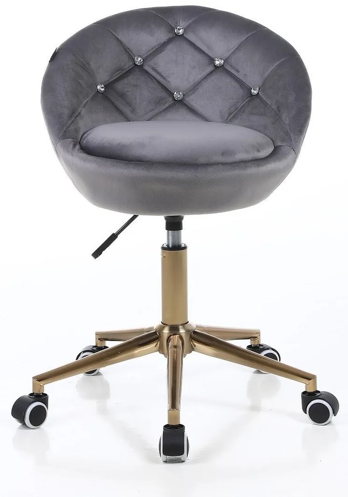 HR948K Scaun Grafit din Catifea cu Bază Aurie