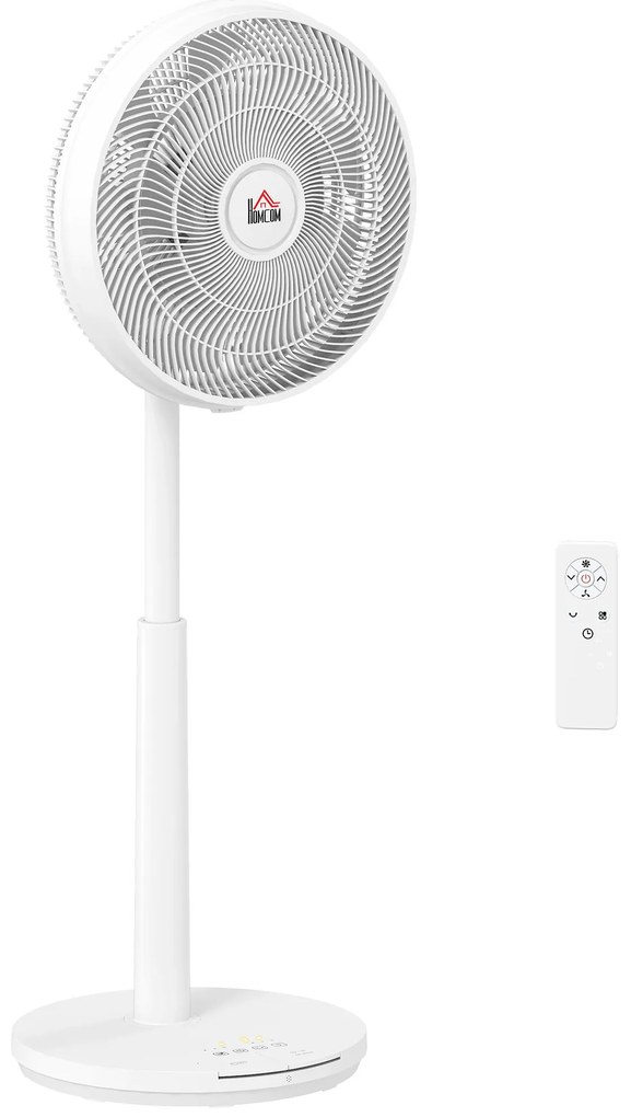 HOMCOM Ventilator de podea, Aer condiționat, 3 moduri, Afișaj LED, oscilant, material plastic, Alb | Aosom Romania