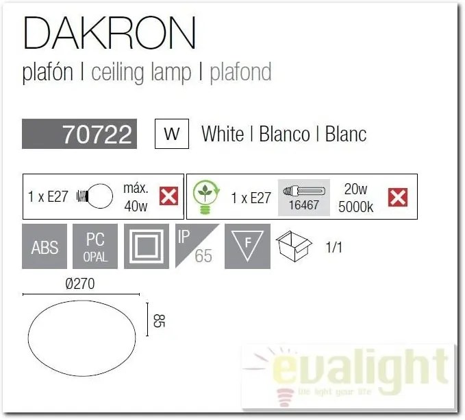 Plafoniera exterior IP65 Dakron 70722