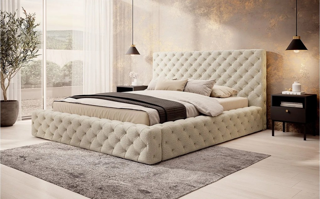 Pat lemn masiv Principe Tapitat Stofa Lada de Depozitare Personalizabil - 180x200, Sola 18