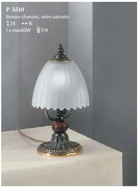 Veioza, Lampa de masa design italian din alama cu lemn 3510