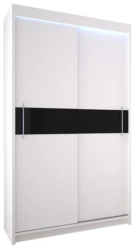 Expedo Dulap cu uși glisante NICOLETTA, 120x216x61, alb/sticlă neagră