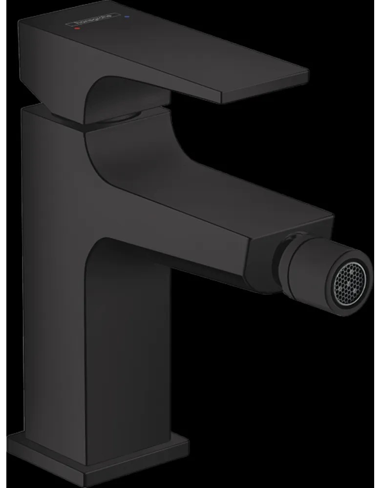 Baterie bideu culoare negru mat cu ventil inclus Hansgrohe Metropol 32520670