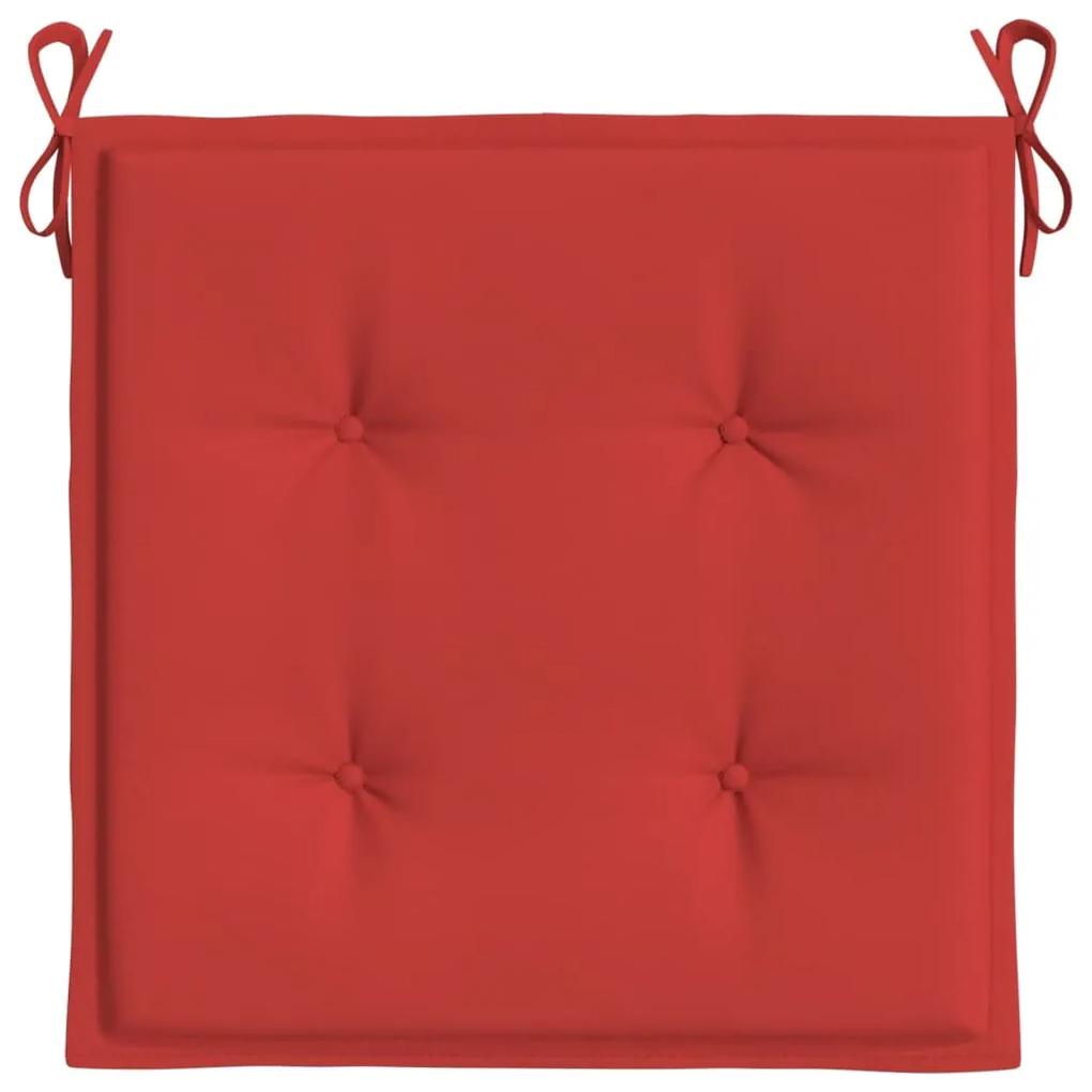 Perne scaun de gradina, 4 buc., rosu, 50x50x3 cm, textil 4, Rosu, 50 x 50 x 3 cm
