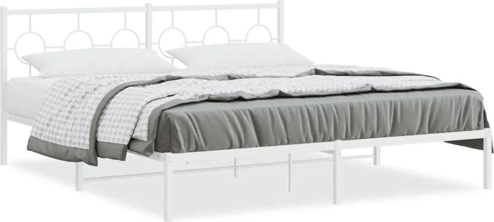 vidaXL Cadru de pat metalic cu tăblie, alb, 183x213 cm